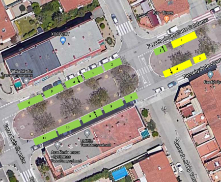 Nova ubicació de les parades del carrer Diputació que passen al segon tram del passeig de les Corts Catalanes